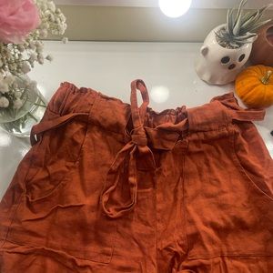 Orange tie shorts